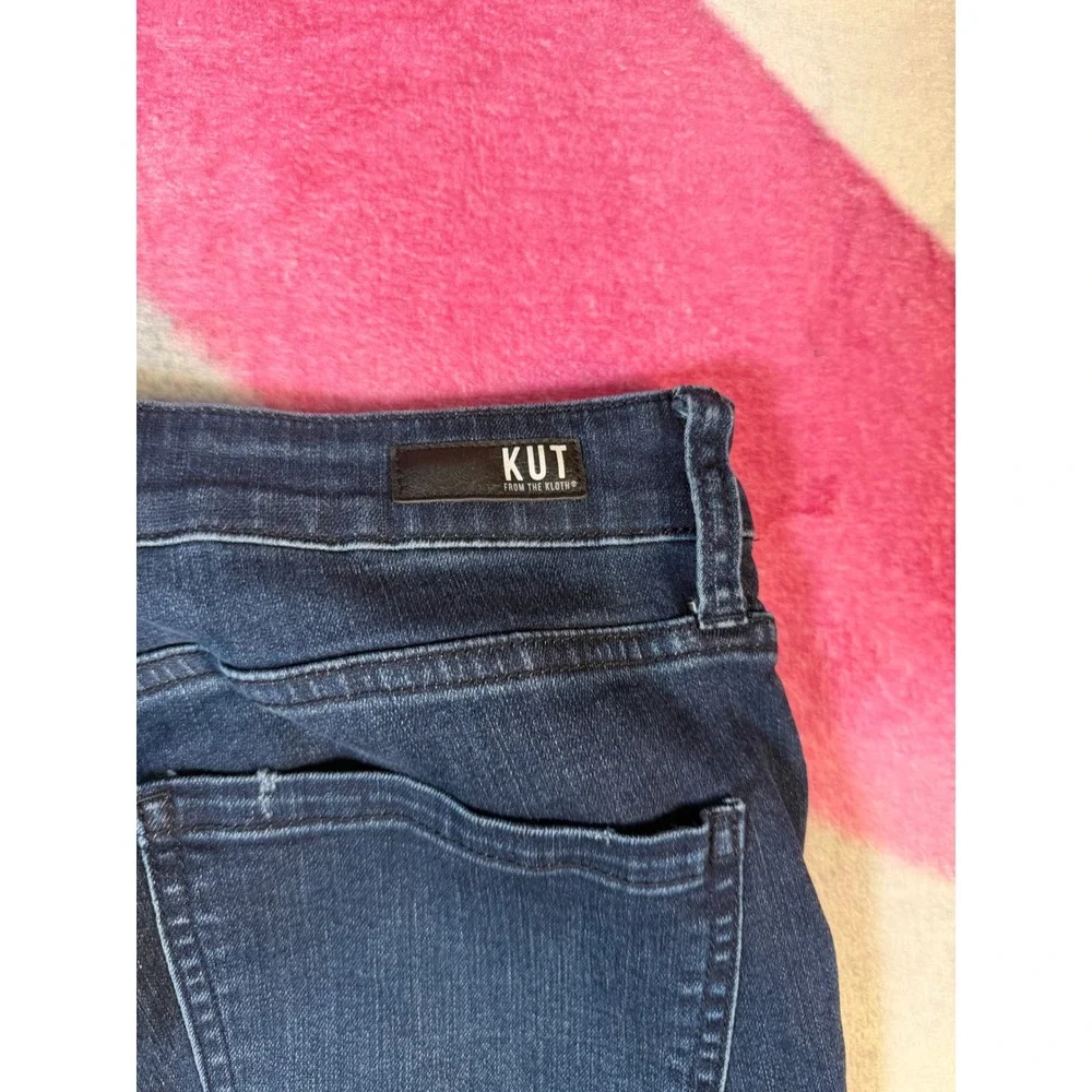 KUT from the Kloth Donna High Rise Ankle Skinny Jeans Dark Wash Raw Hem 14